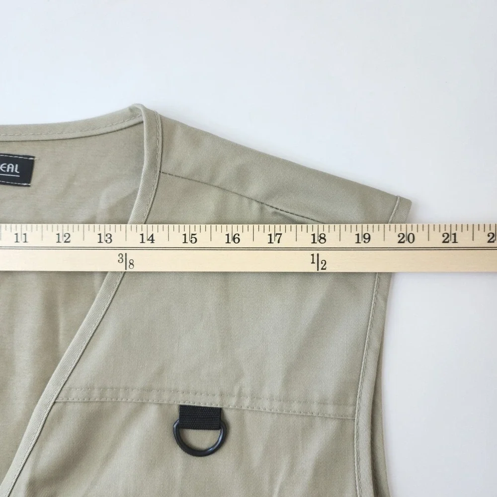 LISUHEPEAL Mens XL Utility‎ Fishing Vest Khaki Tan Multi-Pocket Outdoor Gilet